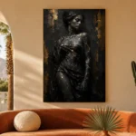 Obsidian Veil Muse Black & Gold Wall Art Canvas Print - Image 12