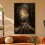 Moonlit Manor Path Cinematic Cityscapes Canvas Print - Image 6