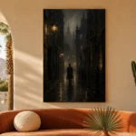 Foggy Victorian Alley Cinematic Cityscapes Canvas Print - Image 6