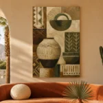 Olive Ceramic Vessel Ethnic Wall Art Canvas Print - Image 6