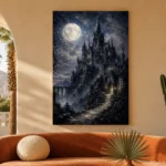Moonlit Gothic Castle Gothic Wall Art Canvas Print - Image 6