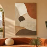 Terracotta Balance Minimalist Wall Art Canvas Print showcased in an elegant minimalist interior