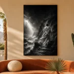 Veiled Coastal Figure Monochrome Wall Art Canvas Print - Image 6
