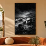 Skull Coast Monochrome Wall Art Canvas Print - Image 6
