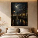 Moonlit Amsterdam Canal Cinematic Cityscapes Canvas Print - Image 7