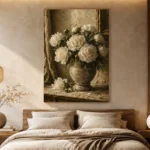 White Peonies Dining Room Wall Art Canvas Print - Image 6