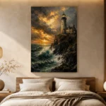 Lighthouse Cliff Sea Wall Art Canvas Print - Image 7