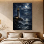Moonlit Lighthouse Sea Wall Art Canvas Print - Image 7