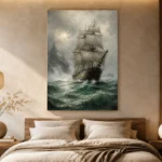 Stormbound Tall Ship Sea Wall Art Canvas Print - Image 7