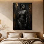 Obsidian Veil Muse Black & Gold Wall Art Canvas Print - Image 7