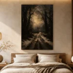 Moonlit Manor Path Cinematic Cityscapes Canvas Print - Image 7