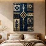 Indigo Heritage Pattern Ethnic Wall Art Canvas Print - Image 4
