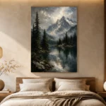 Alpine Lake Landscape Wall Art Canvas Print - Image 7