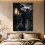 Midnight Kyoto Street Japanese Geisha Art Canvas Print - Image 7