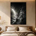 Veiled Coastal Figure Monochrome Wall Art Canvas Print - Image 7
