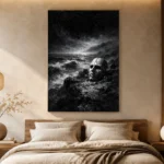 Skull Coast Monochrome Wall Art Canvas Print - Image 7