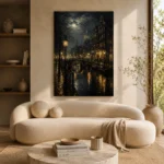 Moonlit Amsterdam Canal Cinematic Cityscapes Canvas Print - Image 8