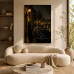 Rainy Canal Noir Movie Wall Art Canvas Print - Image 8