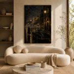 Riverside Noir Movie Wall Art Canvas Print showcased in an elegant minimalist interior