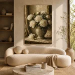 White Peonies Dining Room Wall Art Canvas Print - Image 9