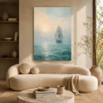 Misty Sailing Ship Sea Wall Art Canvas Print - Image 8