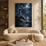 Moonlit Lighthouse Sea Wall Art Canvas Print - Image 8