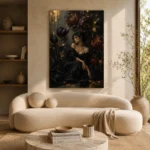 Midnight Bloom Muse Black & Gold Wall Art Canvas Print - Image 9