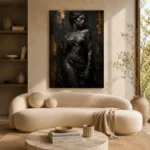 Obsidian Veil Muse Black & Gold Wall Art Canvas Print - Image 8