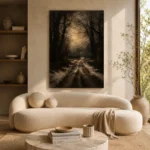 Moonlit Manor Path Cinematic Cityscapes Canvas Print - Image 8
