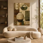 Olive Ceramic Vessel Ethnic Wall Art Canvas Print - Image 8