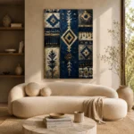 Indigo Heritage Pattern Ethnic Wall Art Canvas Print - Image 6