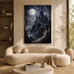 Moonlit Gothic Castle Gothic Wall Art Canvas Print - Image 8