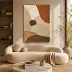 Terracotta Balance Minimalist Wall Art Canvas Print showcased in an elegant minimalist interior