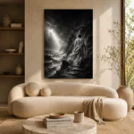 Veiled Coastal Figure Monochrome Wall Art Canvas Print - Image 8