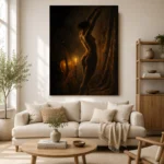Candlelit Cello Figure Classical Nude Wall Art Canvas Print - Image 9
