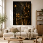 Rainy Budapest Boulevard Cinematic Cityscapes Canvas Print - Image 9