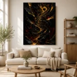 Golden Vortex Abstract Wall Art Canvas Print - Image 9