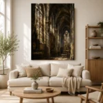 Gothic Cathedral Interior Architecture Wall Art Canvas Print - Image 9