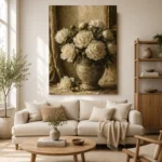 White Peonies Dining Room Wall Art Canvas Print - Image 8
