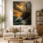 Lighthouse Cliff Sea Wall Art Canvas Print - Image 9
