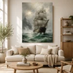 Stormbound Tall Ship Sea Wall Art Canvas Print - Image 9