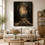 Moonlit Manor Path Cinematic Cityscapes Canvas Print - Image 9