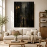 Foggy Victorian Alley Cinematic Cityscapes Canvas Print - Image 9