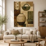 Olive Ceramic Vessel Ethnic Wall Art Canvas Print - Image 9