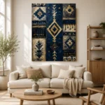 Indigo Heritage Pattern Ethnic Wall Art Canvas Print - Image 7