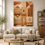 Terracotta Heritage Pattern Ethnic Wall Art Canvas Print - Image 4