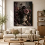 Candlelit Roses Gothic Wall Art Canvas Print - Image 9