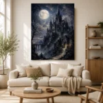 Moonlit Gothic Castle Gothic Wall Art Canvas Print - Image 9