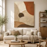 Terracotta Balance Minimalist Wall Art Canvas Print showcased in an elegant minimalist interior