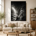 Veiled Coastal Figure Monochrome Wall Art Canvas Print - Image 9